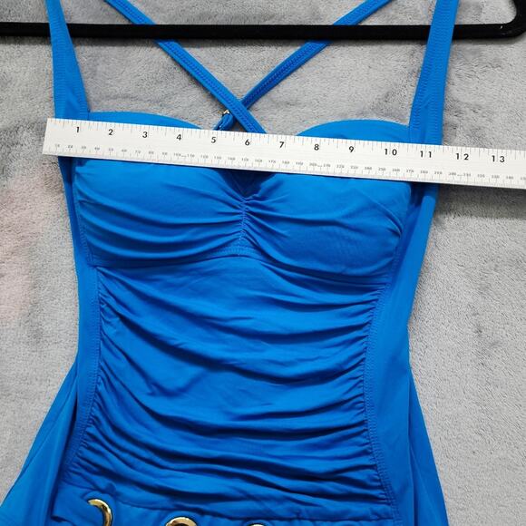Bleu Rod Beattie Swimsuit Womens 4 Blue Shirred Ring Detail One Piece Padded - Picture 8 of 11